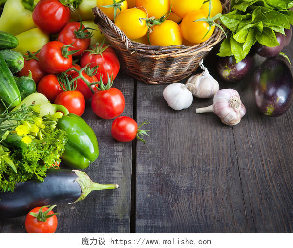 新鲜有机食品有机蔬菜西红柿番茄西蓝花辣椒青椒青菜大蒜绿叶蔬菜